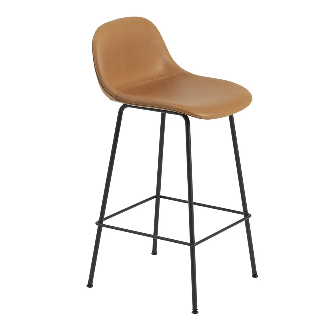 Fiber Bar Stool with Backrest - Tube Base