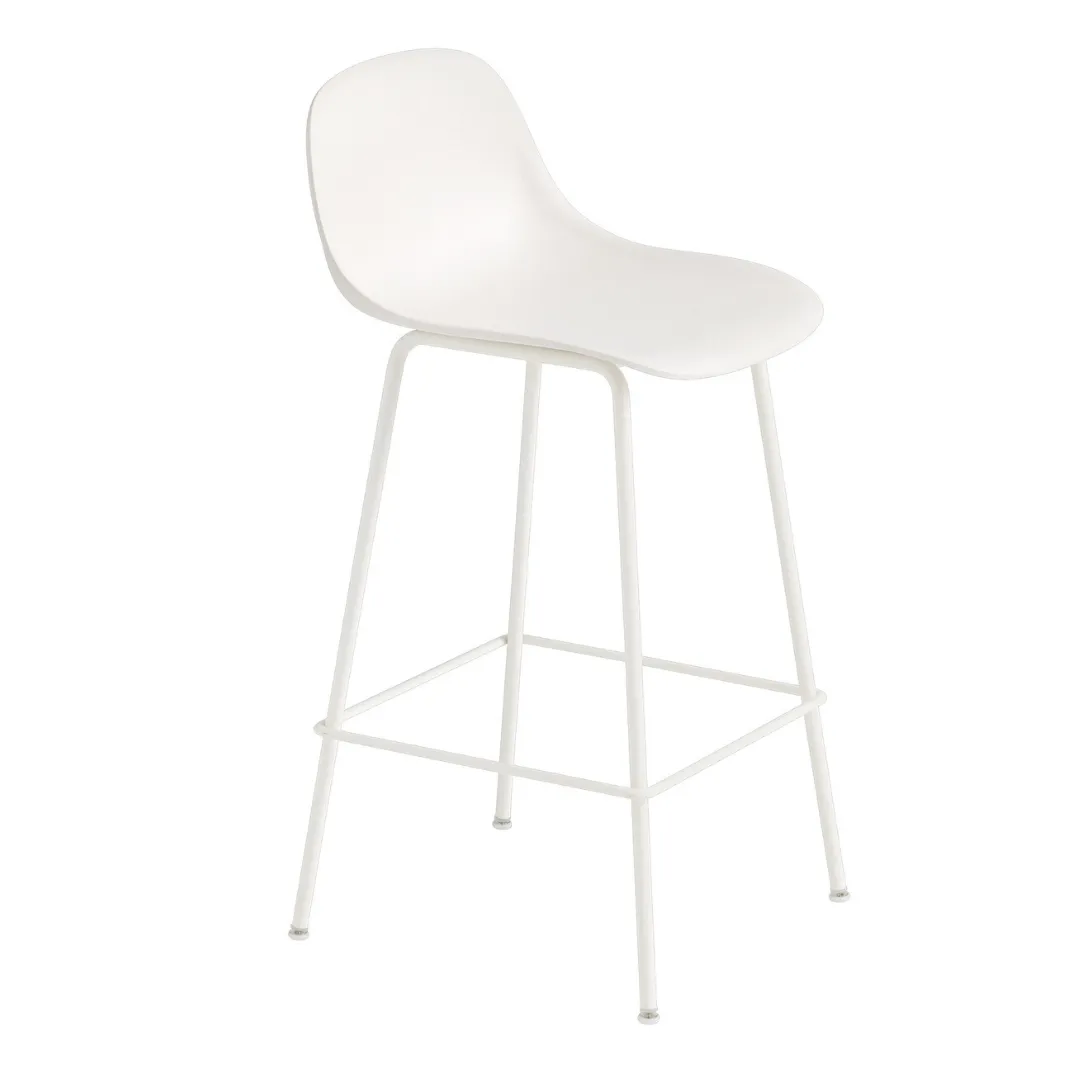 Fiber Bar Stool with Backrest - Tube Base