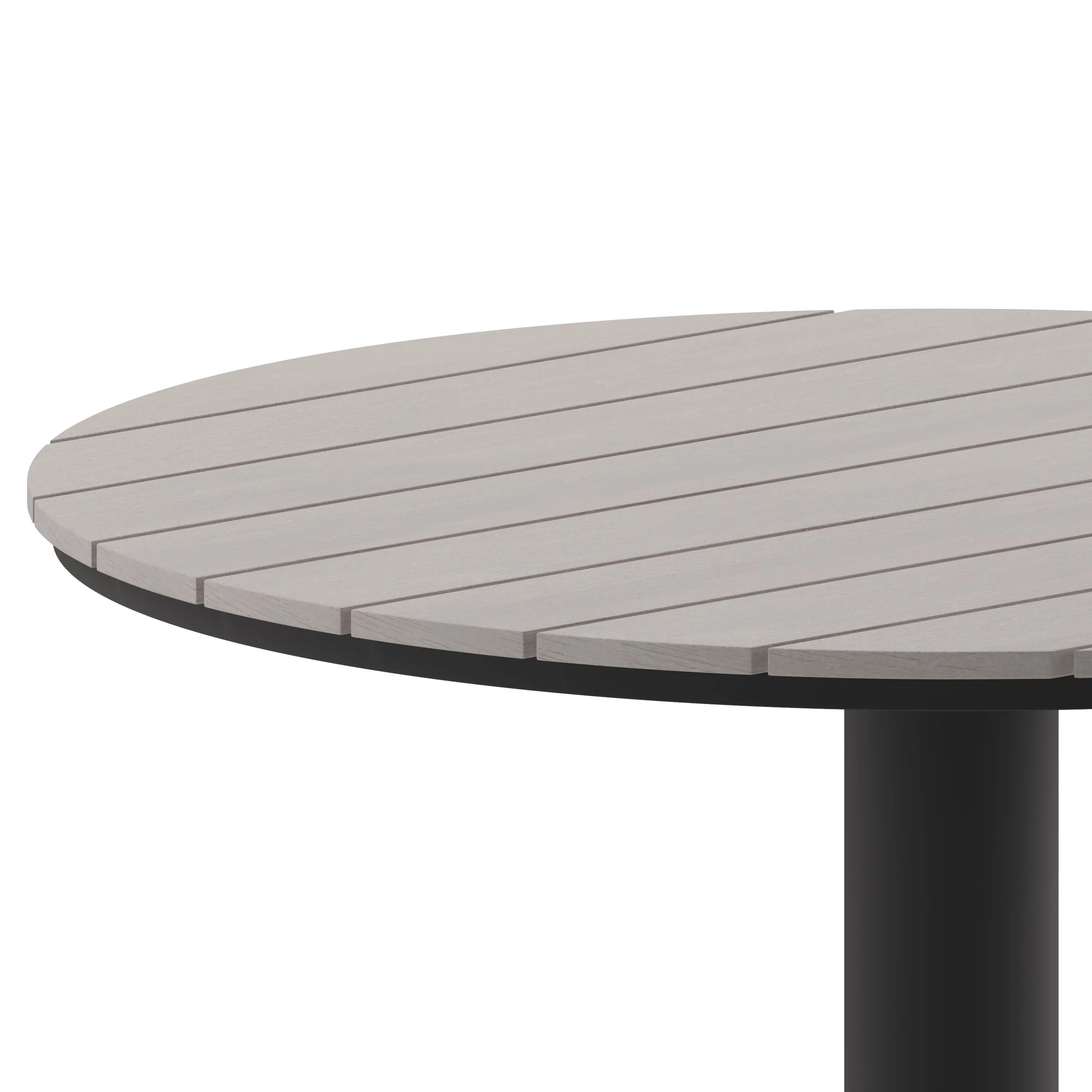 Finch Commercial Grade Round 24" Table with Faux Teak Poly Slats and Steel Frame