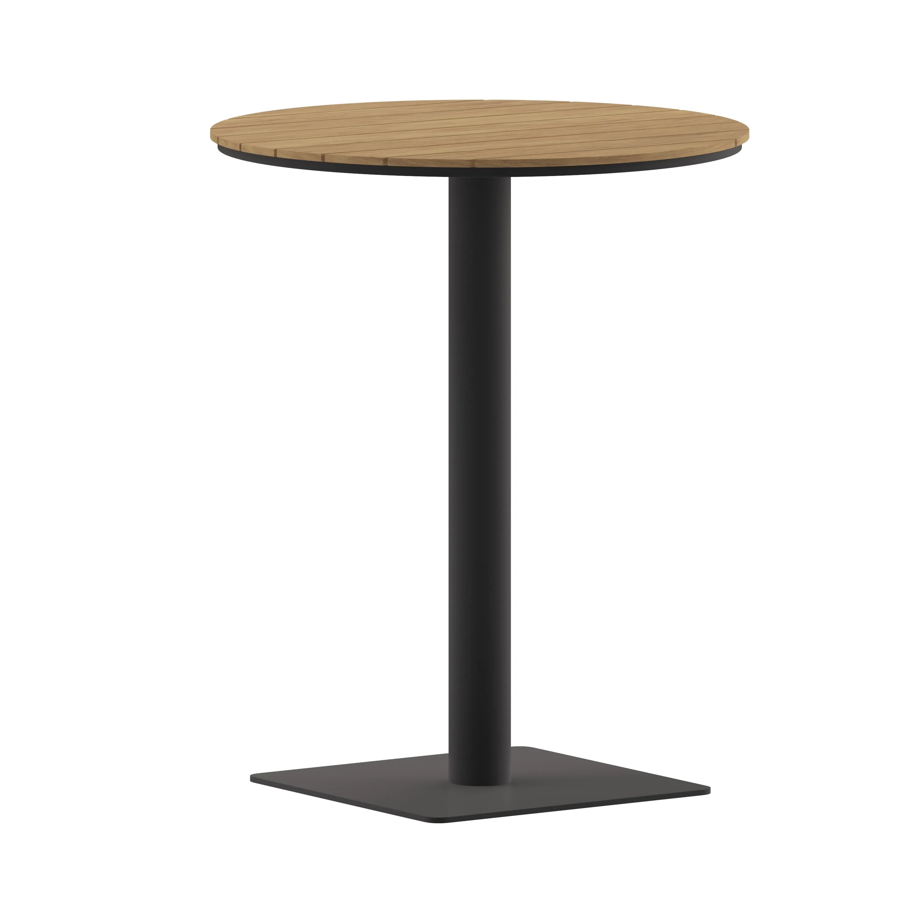 Finch Commercial Grade Round 24" Table with Faux Teak Poly Slats and Steel Frame