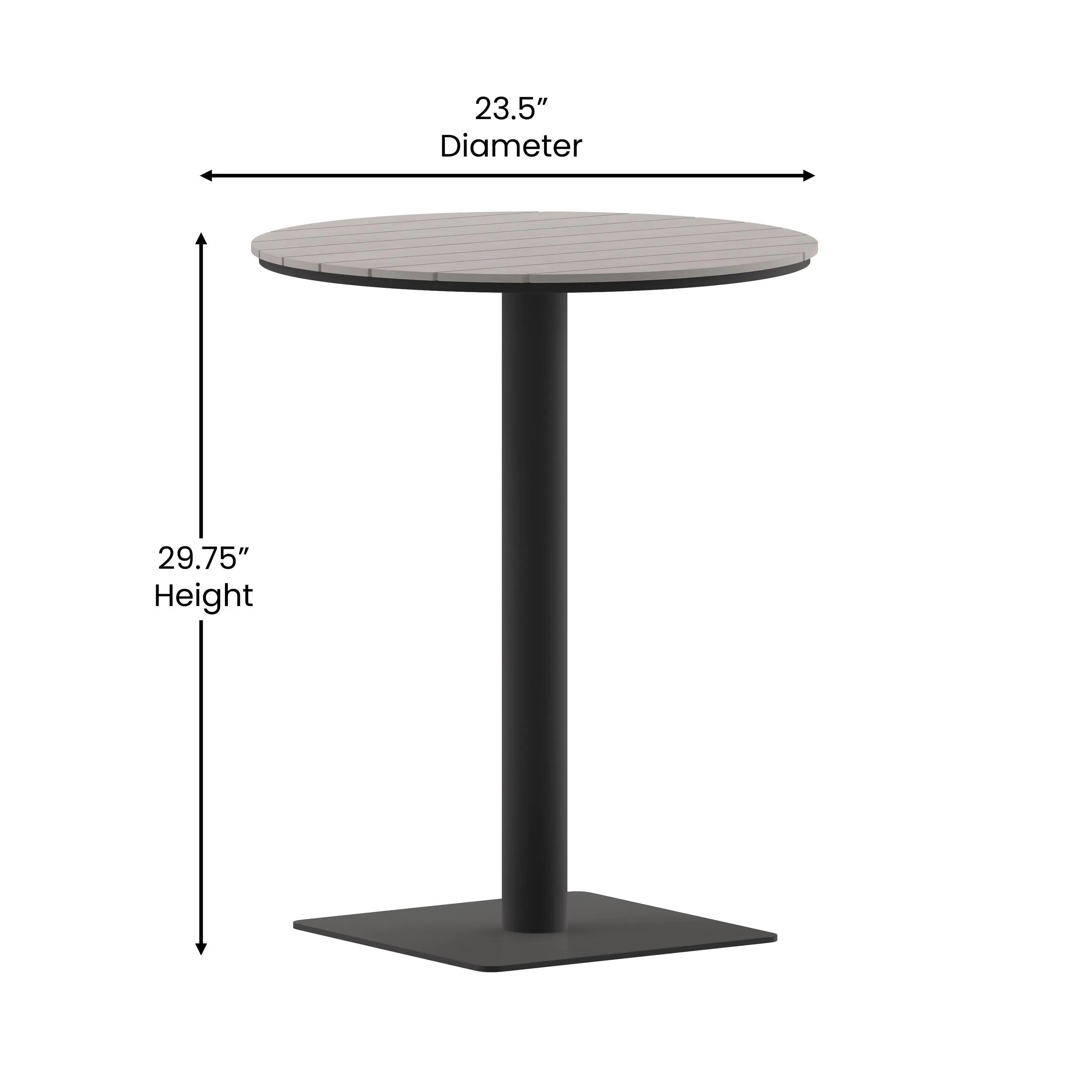 Finch Commercial Grade Round 24" Table with Faux Teak Poly Slats and Steel Frame