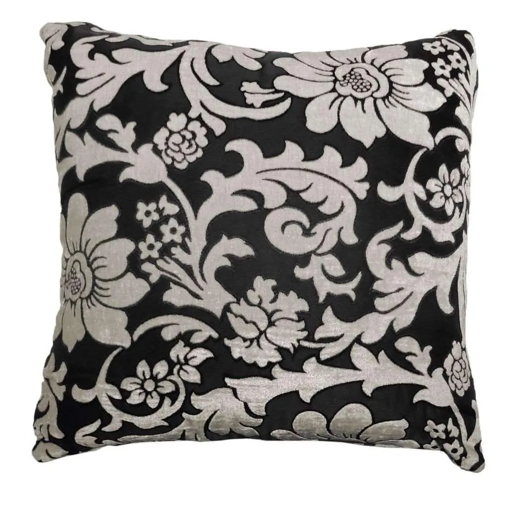 Floral Cushion - Black/white