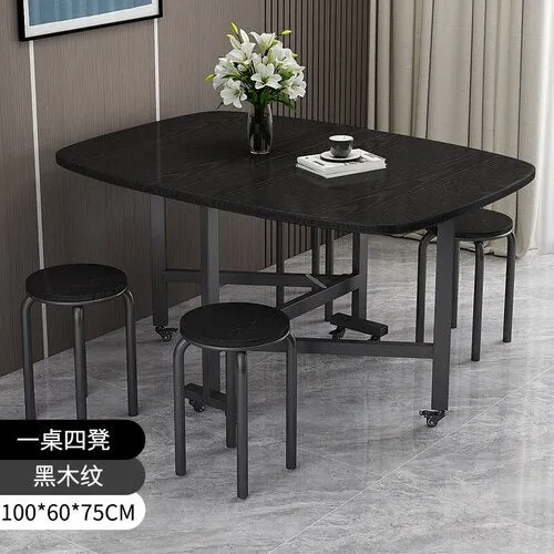 Foldable Metal Black Dining Table