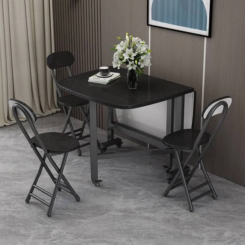 Foldable Metal Black Dining Table