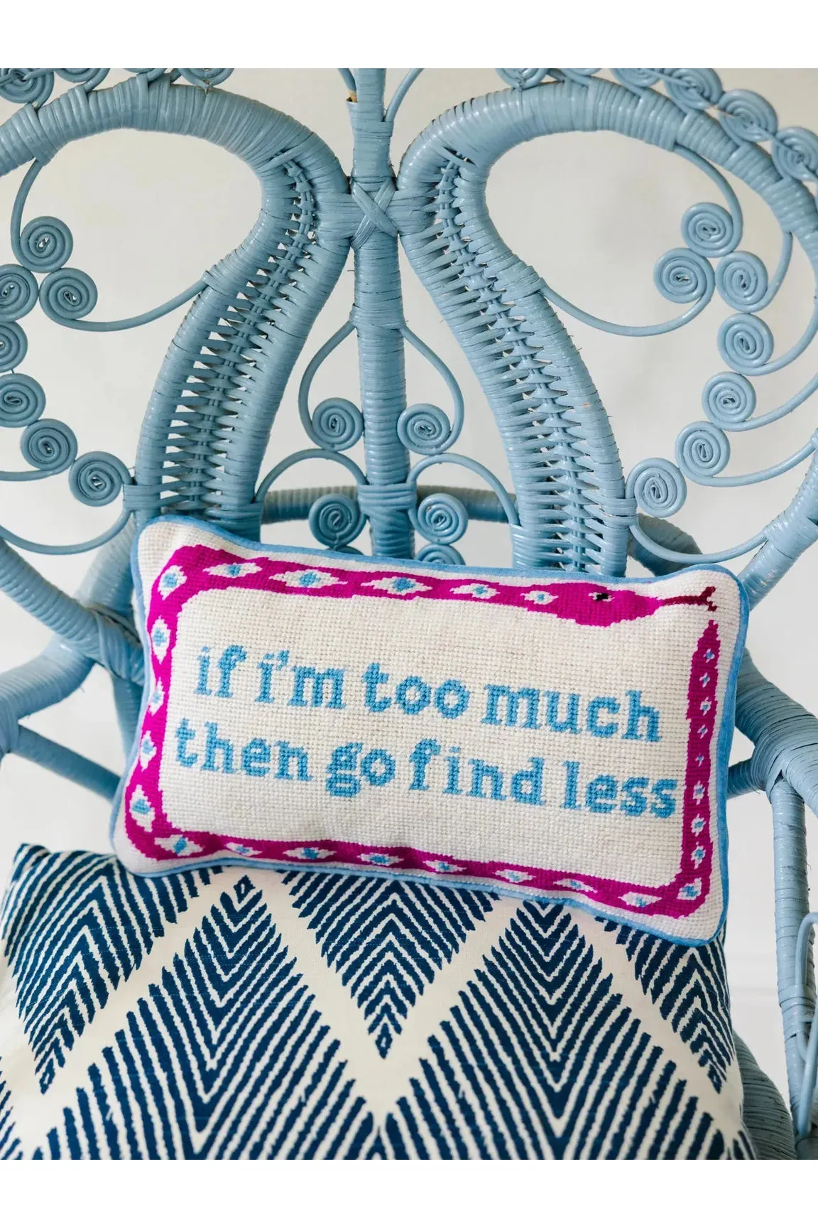 Go Find Less Needlepoint Pillow