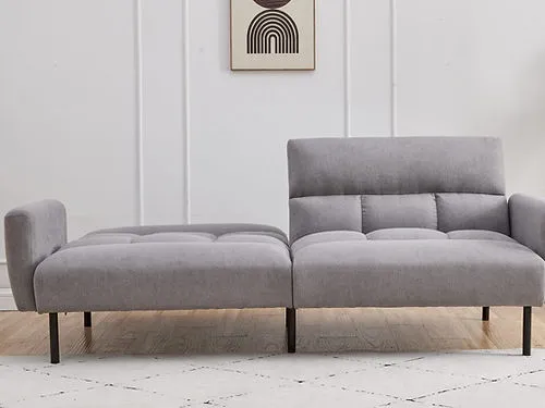 GreyFlex Sleeper Sofa: Split-Back, Memory Foam Comfort, Detachable Arms & Steel Legs