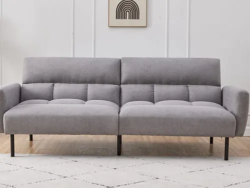 GreyFlex Sleeper Sofa: Split-Back, Memory Foam Comfort, Detachable Arms & Steel Legs