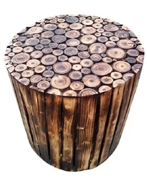 Happie Shopping Wooden Stools for Living Room, Sitting Chair for Home Table for Office | Home Furniture | Outdoor/Indoor Decor(Round, 16 inches)