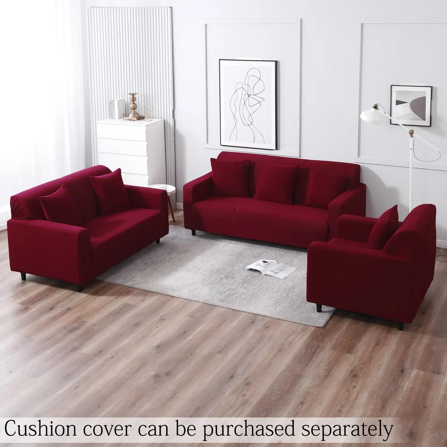 HOKIPO Elastic Stretchable Triple Seater Sofa Cover, Maroon (NEW-AR-4279-E4)