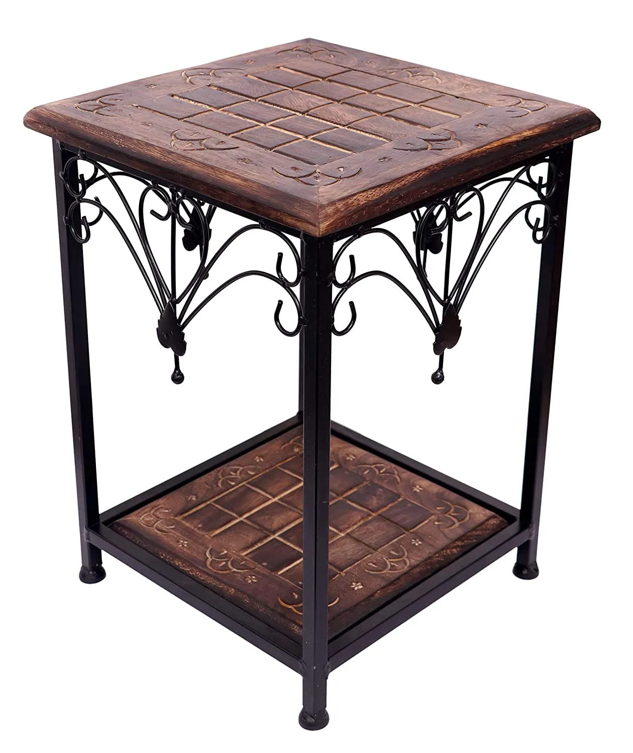 HusNain Art and Craft India Wooden Metal Stool for Living Room | Side Stool | Table for Bedroom | Stool for- Dressing Table, Bedside, Home, Office, Balcony | Bar Stool | Side Table | Coffee Table