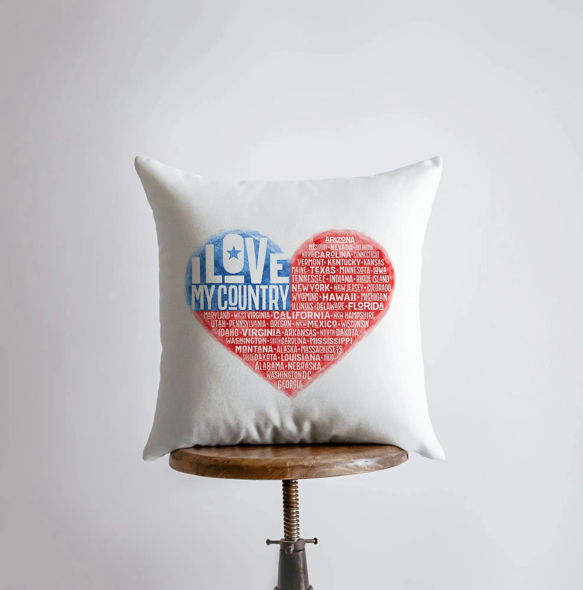 I Love my Country | Pillow Cover | American States | 50 States | Americana Décor | Farmhouse Décor | Throw Pillows | Fourth Of July