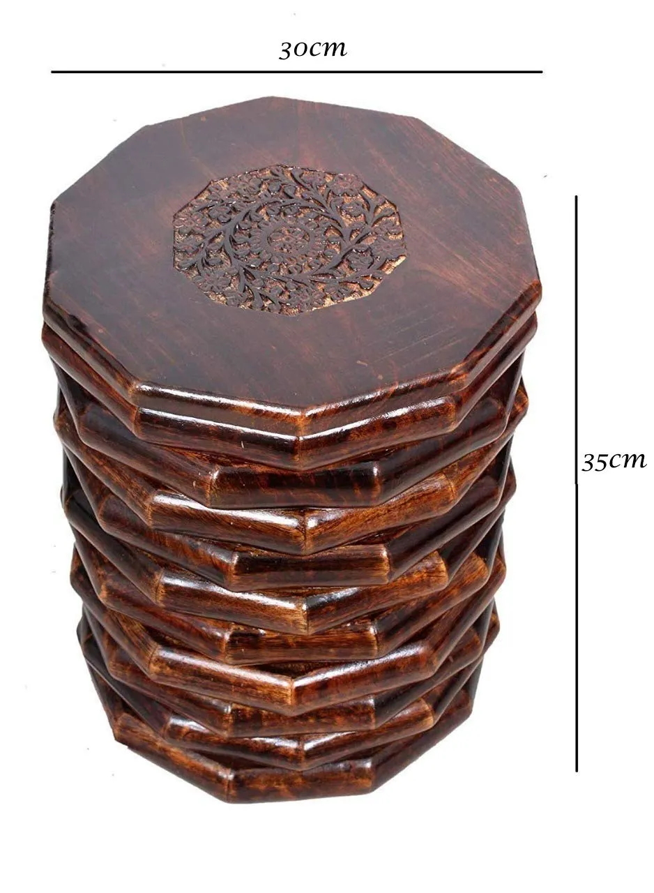 Incredible Hub Handmade Hexagonal Wooden Stool Natural Wood Logs Best Used as Bedside Tea Coffee Plants Table for Bedroom Living Room Outdoor Garden Furniture