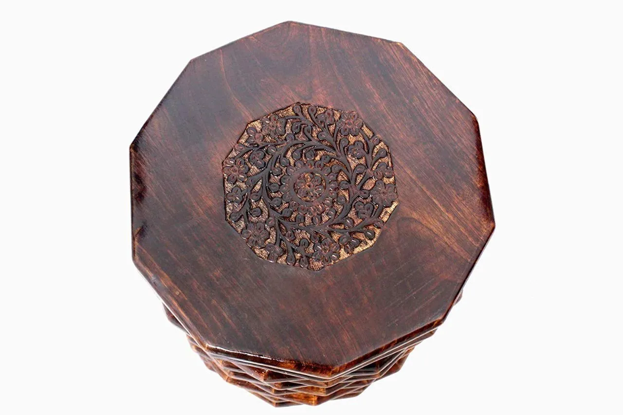 Incredible Hub Handmade Hexagonal Wooden Stool Natural Wood Logs Best Used as Bedside Tea Coffee Plants Table for Bedroom Living Room Outdoor Garden Furniture