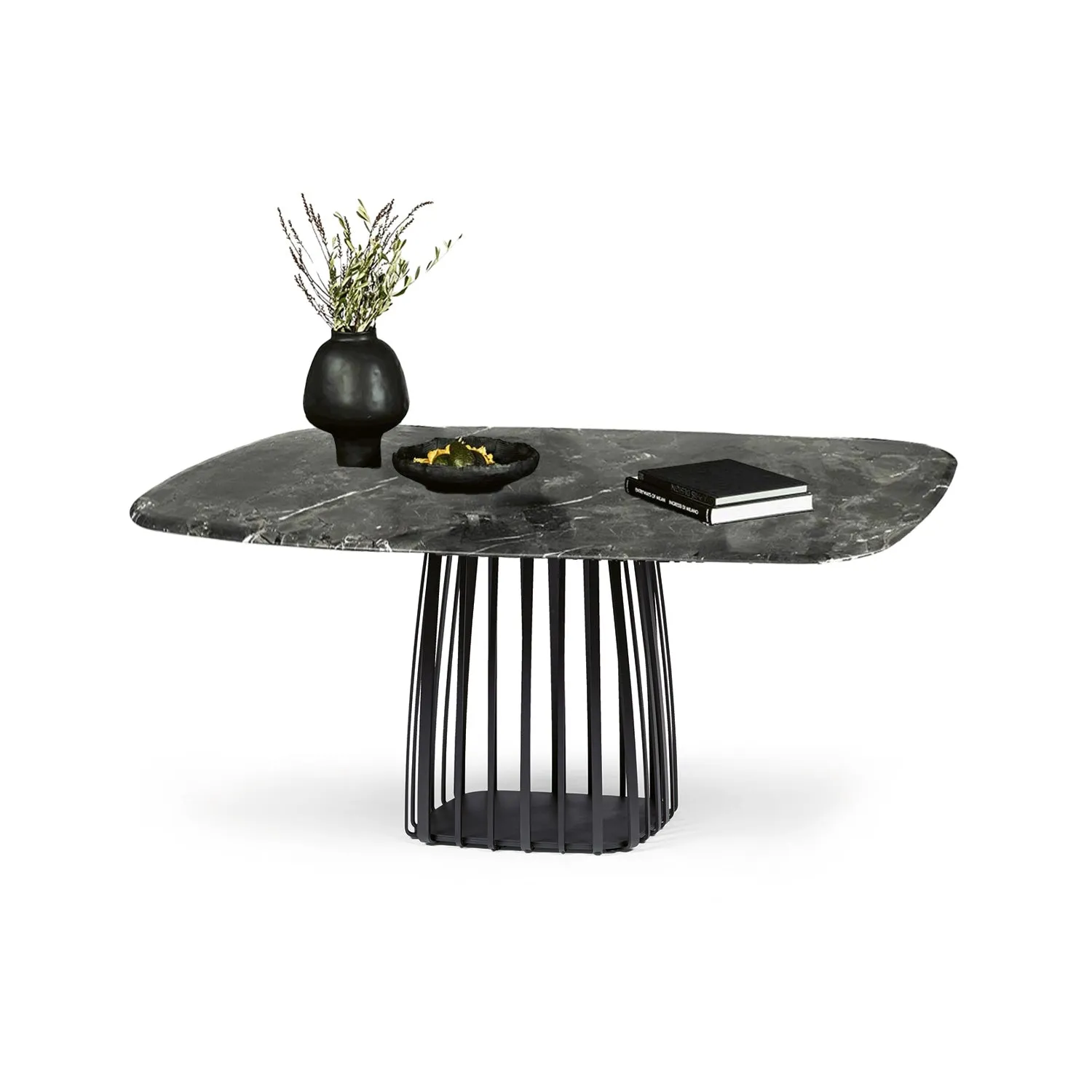 janua | low dining | bc 07 basket table | infinity stone   black base 145x110cm