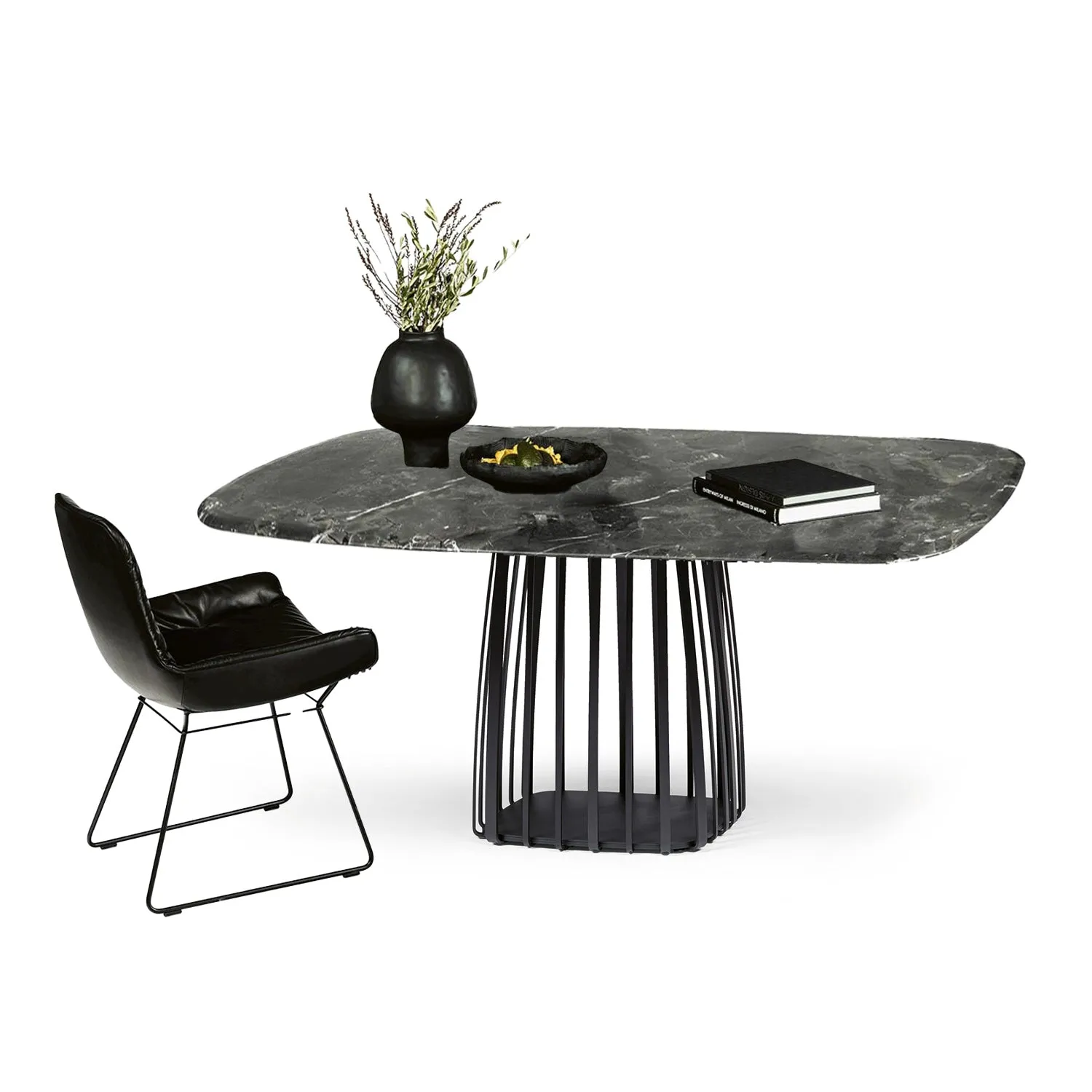 janua | low dining | bc 07 basket table | infinity stone   black base 145x110cm