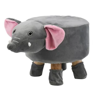 Kids Round Wooden Elephant Stool