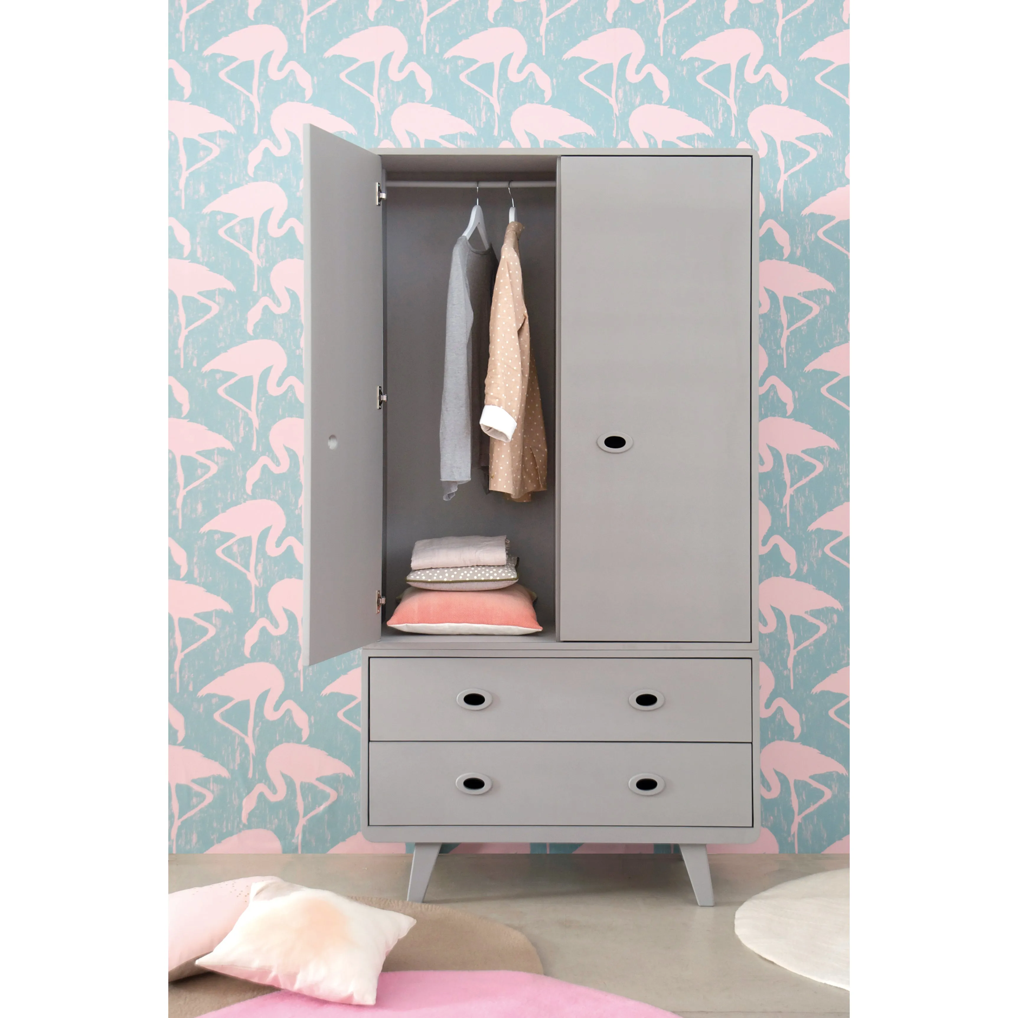 Laurette Armoire Toi & Moi Wardrobe Bubble Gum (Pre-Order; Est. Delivery in 3-4 Months)