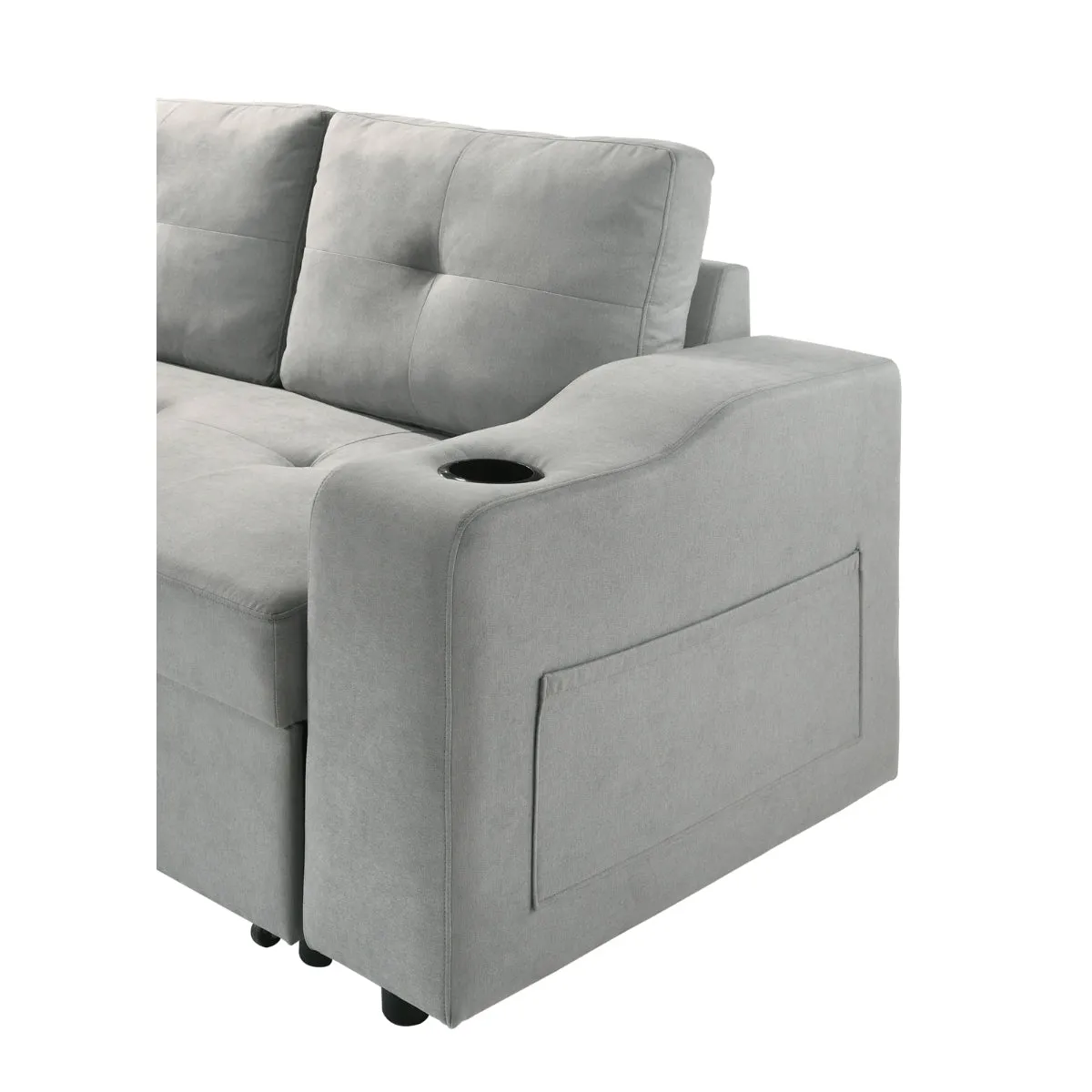 Light Grey 2-Piece Sectional with Pull-Out Sleeper & Reversible Storage Chaise