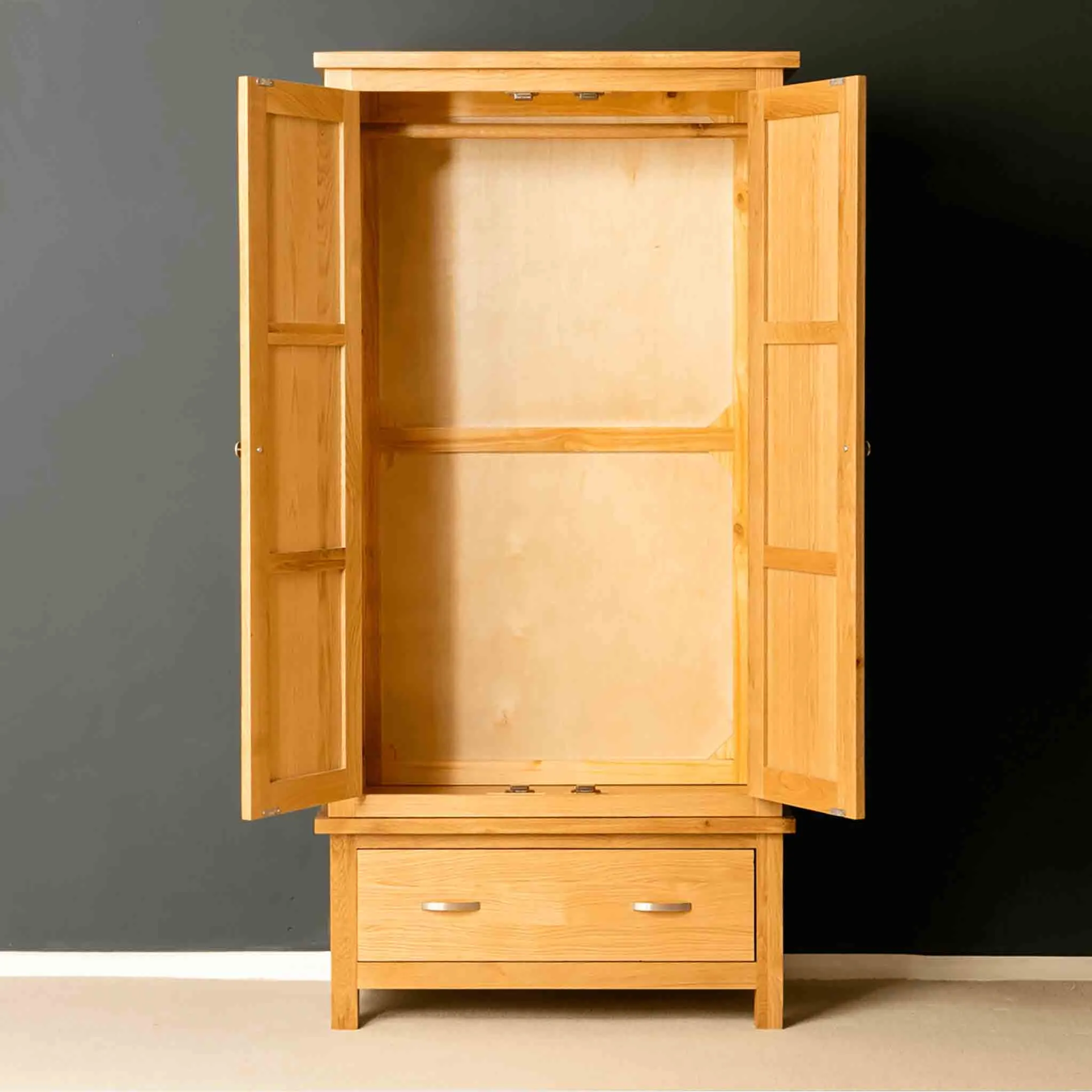 London Oak Double Wardrobe & Drawer