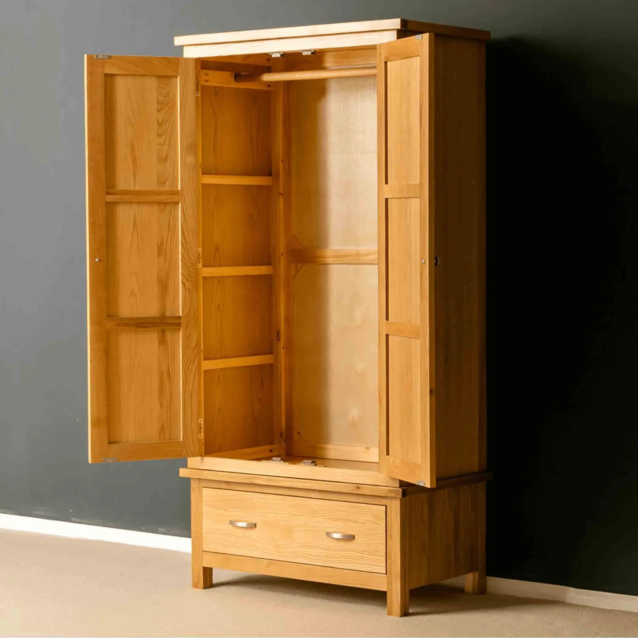 London Oak Double Wardrobe & Drawer