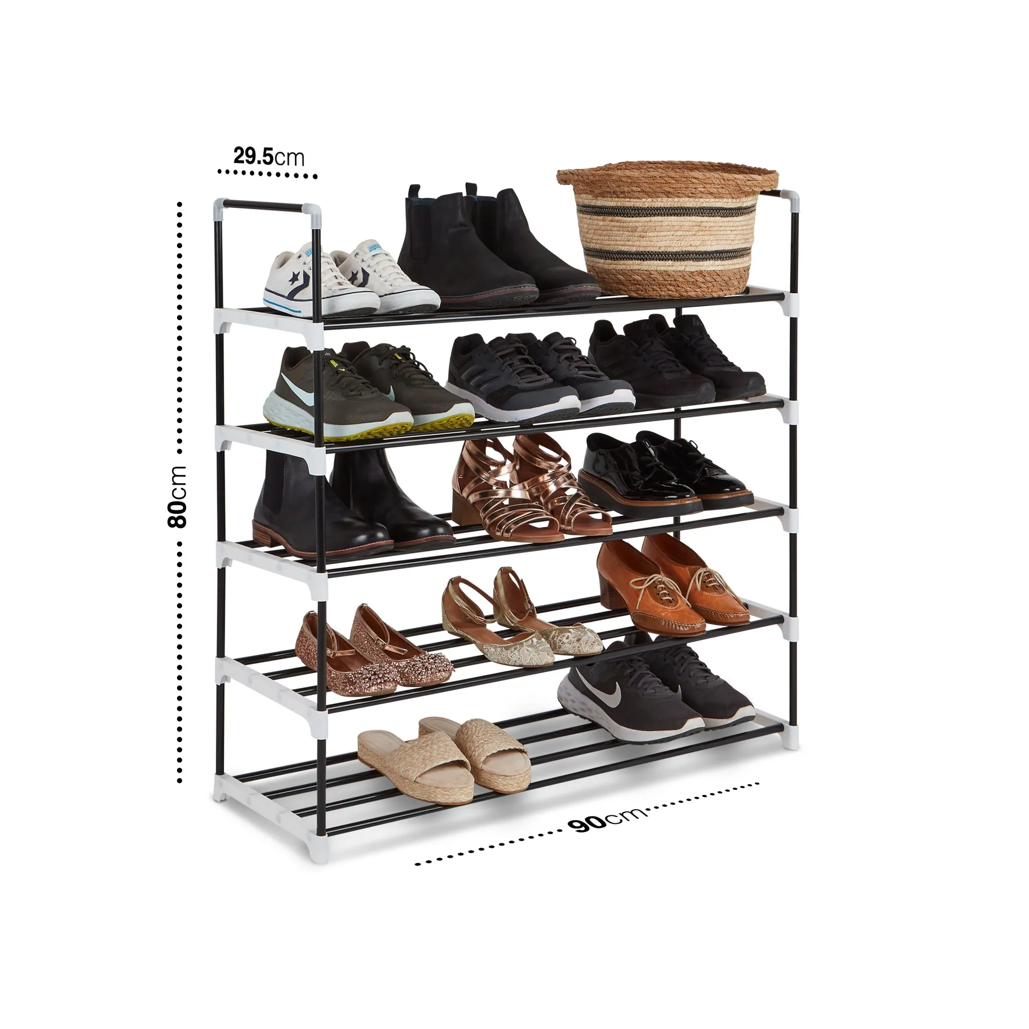 Metal Shoe Rack - Space Saving Slim Storage for Footwear and Internal Organiser for Wardrobes