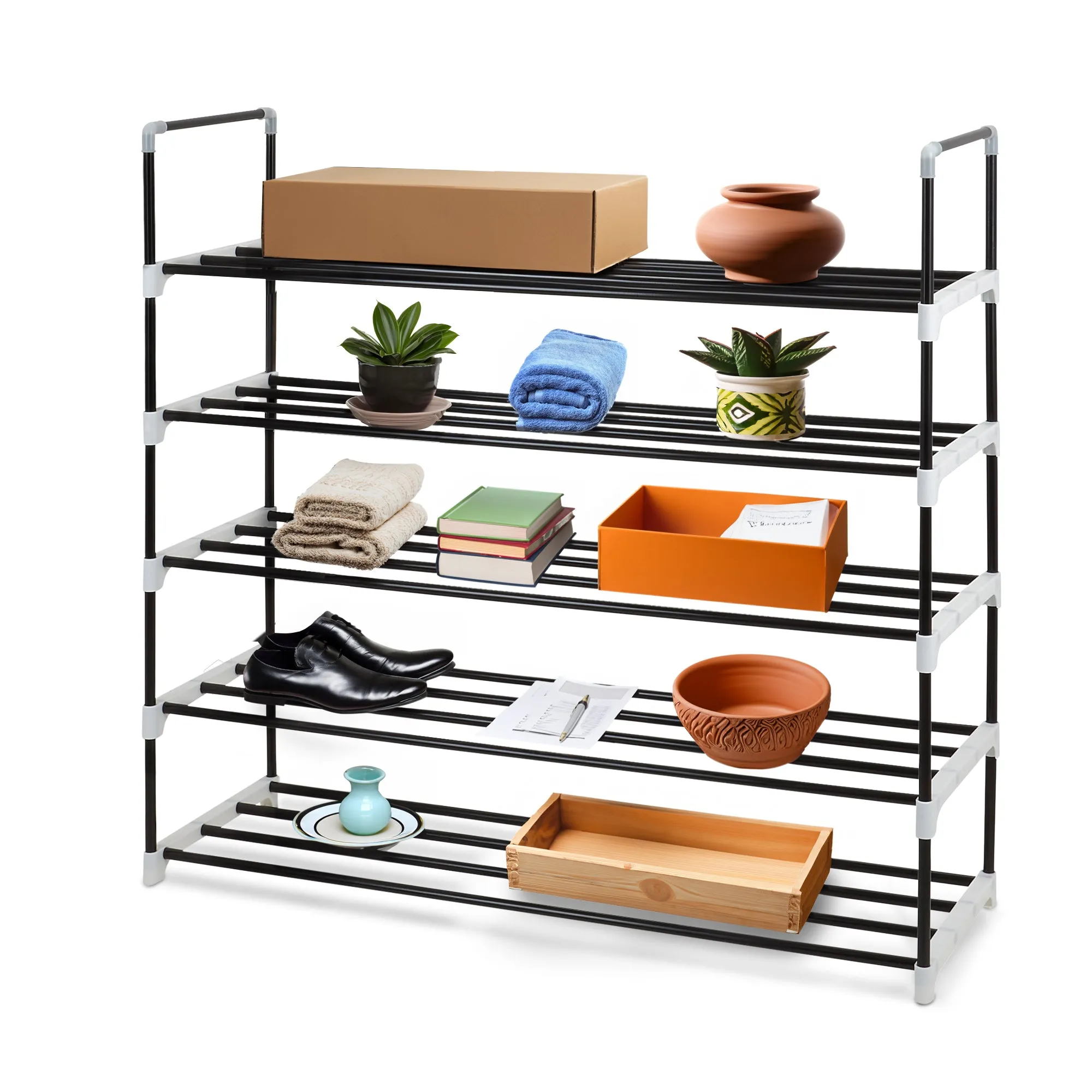 Metal Shoe Rack - Space Saving Slim Storage for Footwear and Internal Organiser for Wardrobes