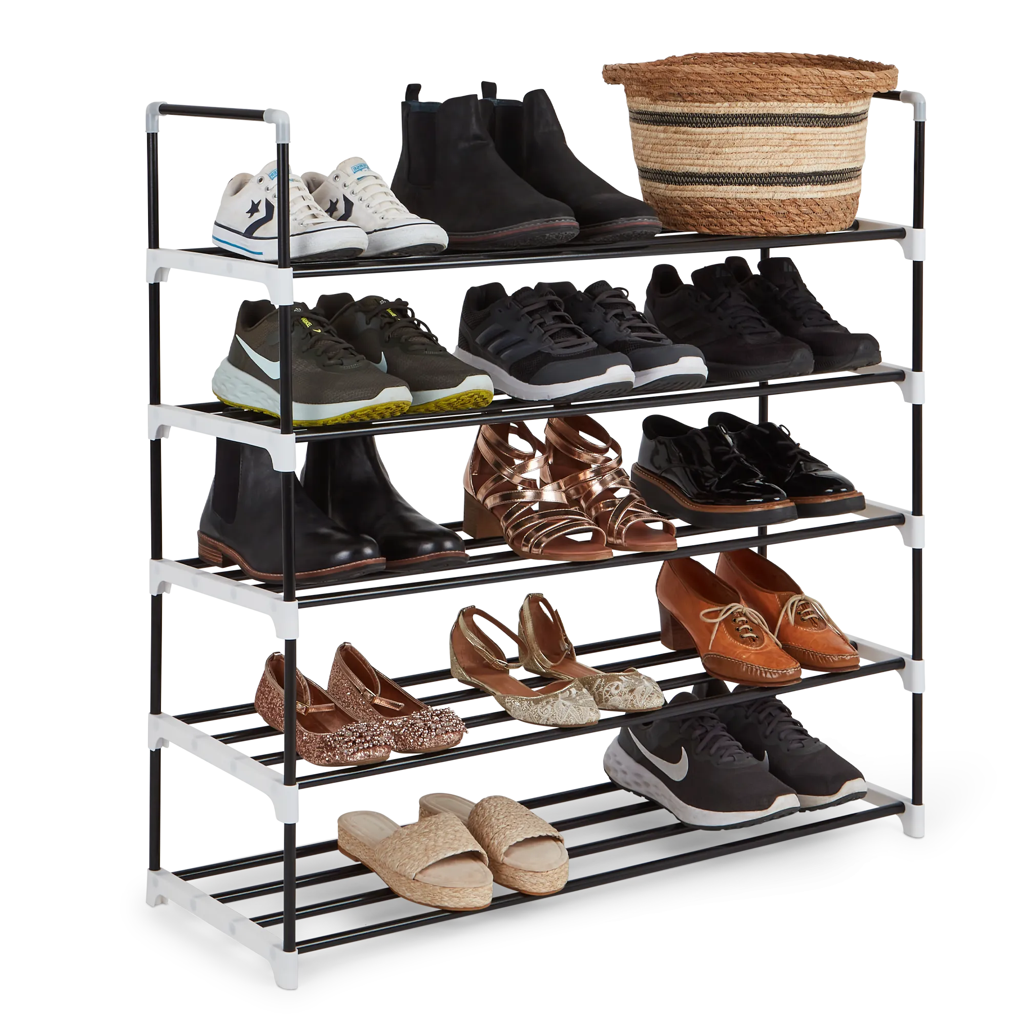 Metal Shoe Rack - Space Saving Slim Storage for Footwear and Internal Organiser for Wardrobes