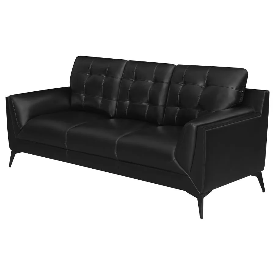 Moira Upholstered Wedge Arm Tufted Sofa Black