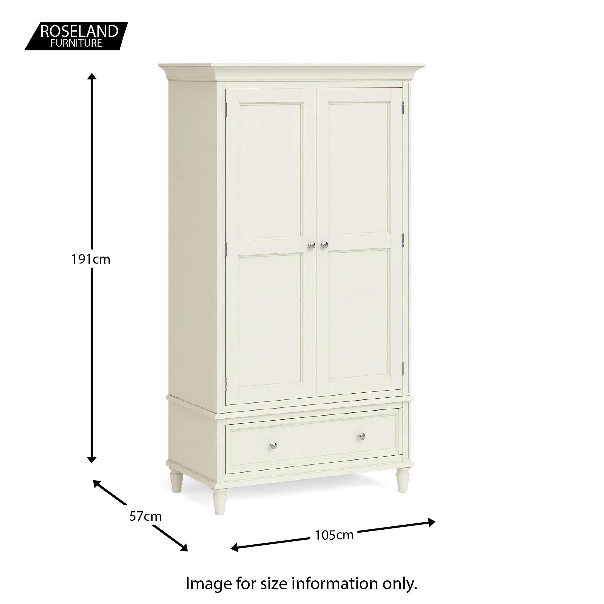 Mulsanne Cream Double Wardrobe with Drawer