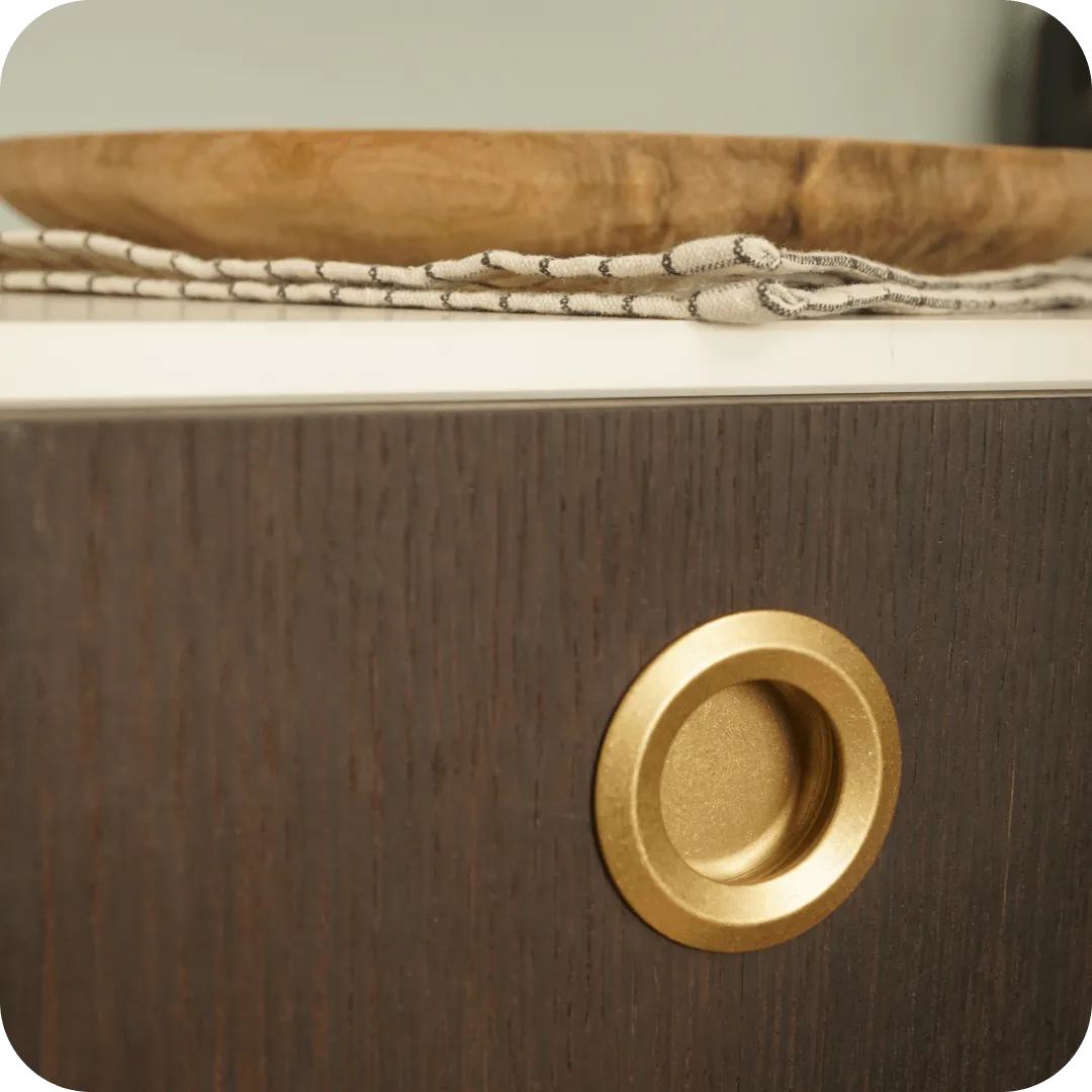 OLMO Oval Recessed Pull Handle - Aged Brass