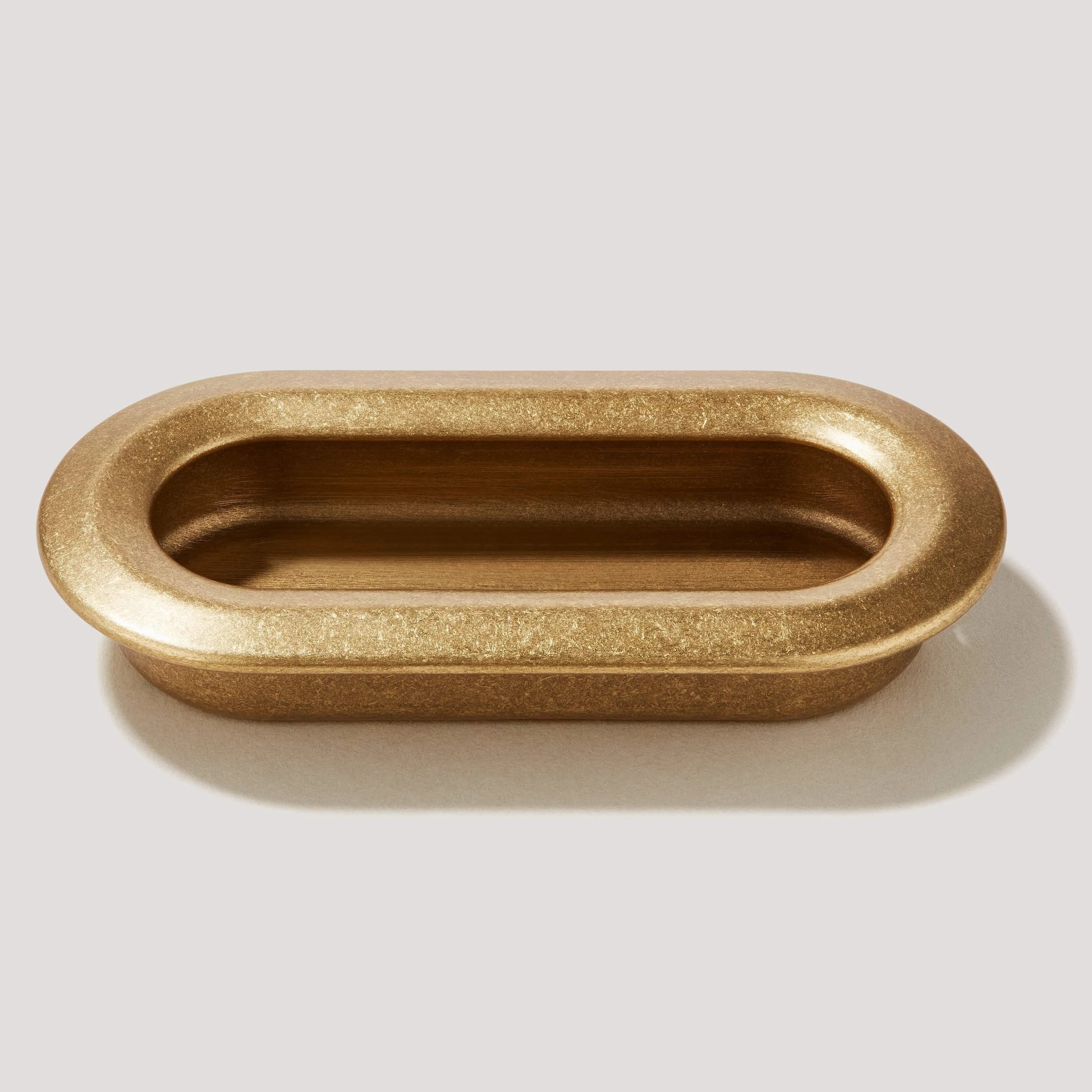 OLMO Oval Recessed Pull Handle - Aged Brass