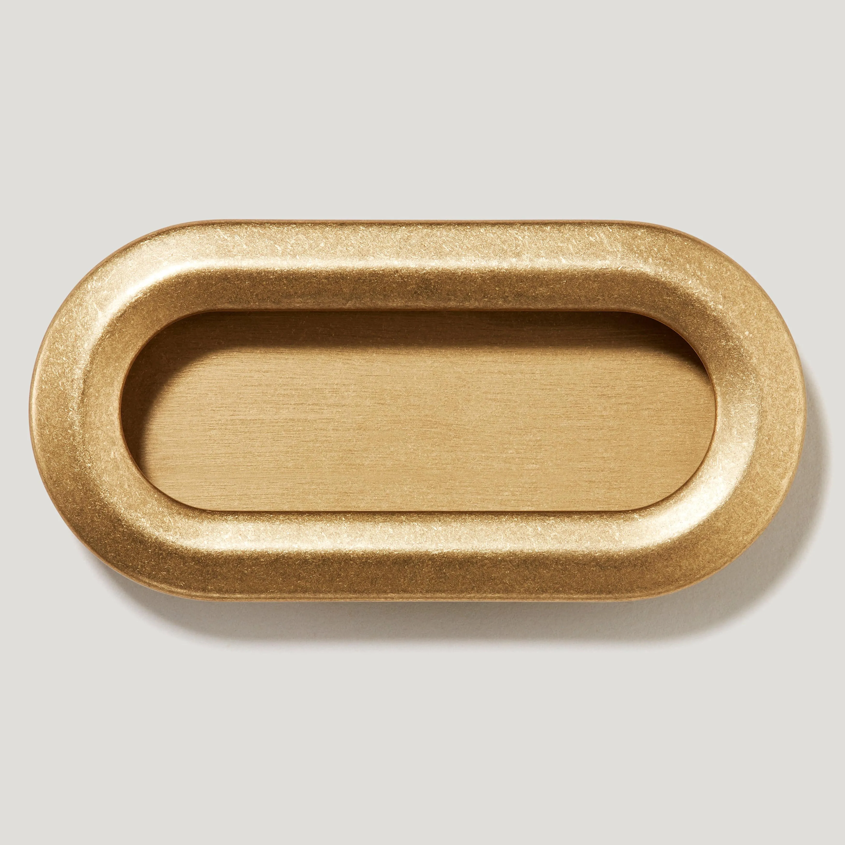 OLMO Oval Recessed Pull Handle - Aged Brass