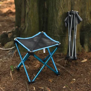 Outdoor Ultra-Light Aluminum Alloy Folding Stool Fishing Stool Multi-Functional Four-Corner Stool Small Mazar Space Chair Small