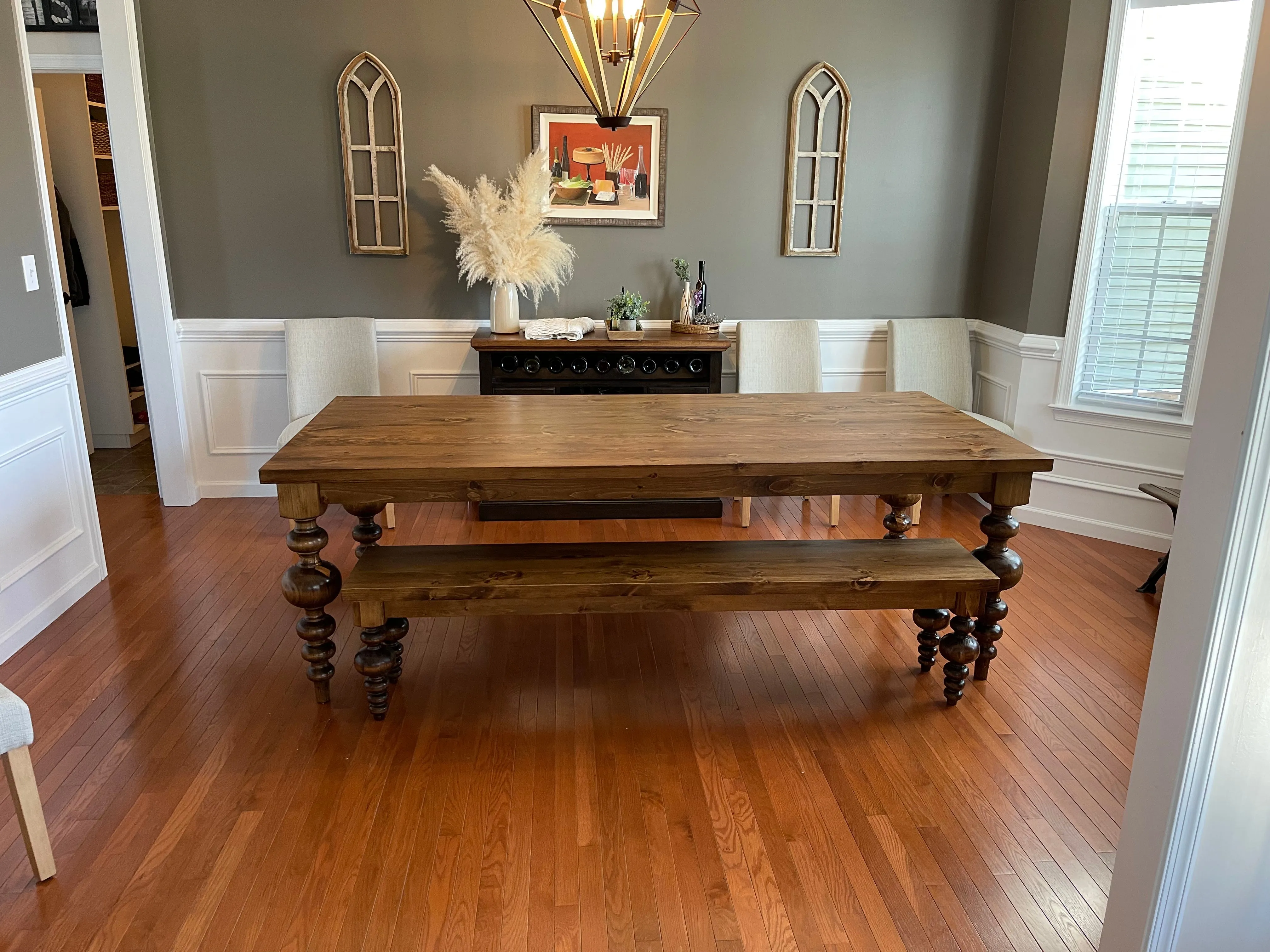 PINE Alice Turned Leg Dining Table - Natural