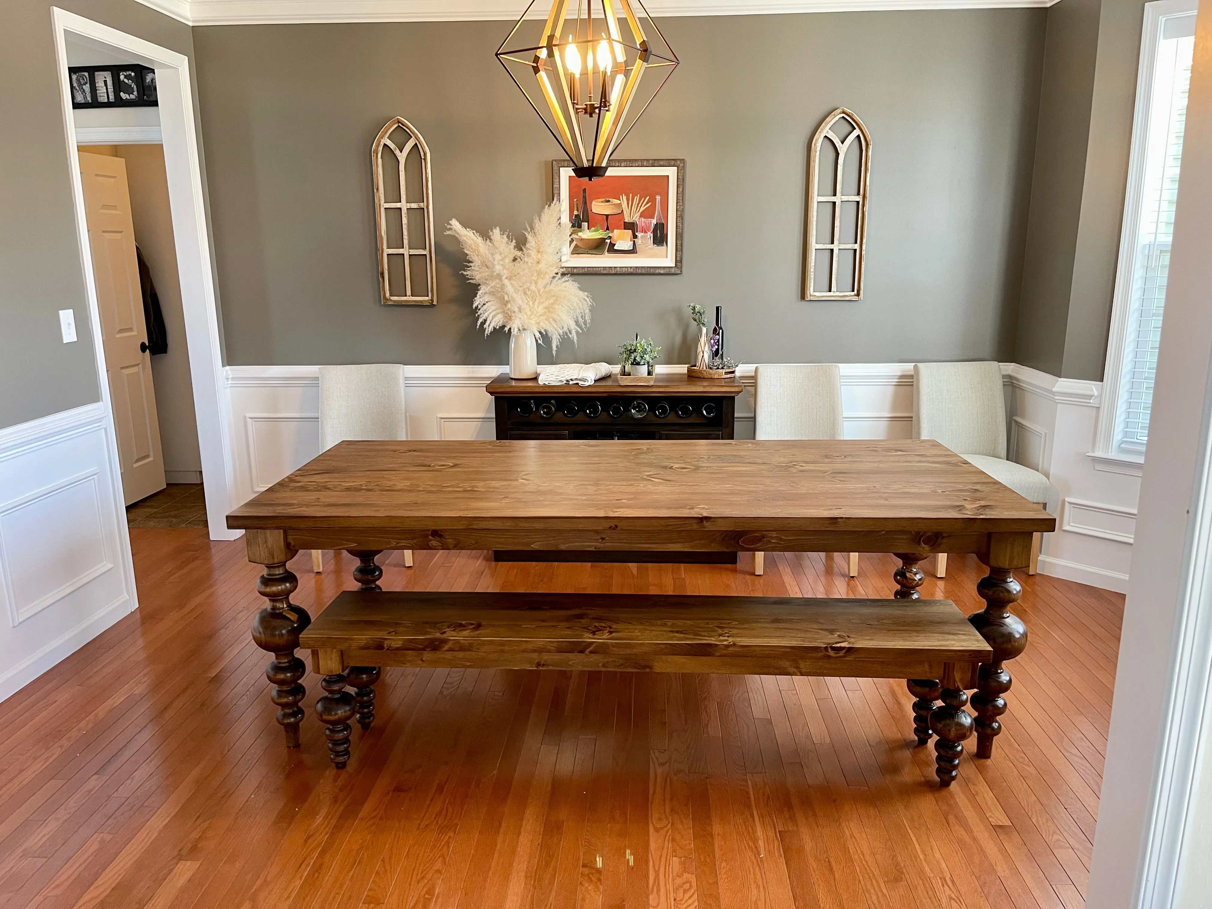 PINE Alice Turned Leg Dining Table - Natural