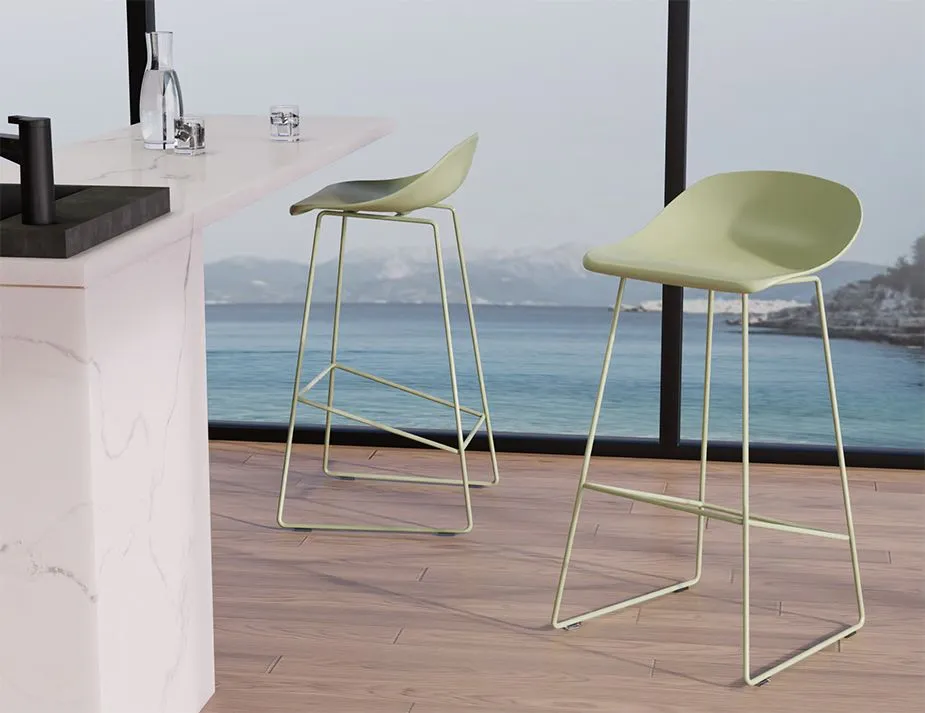 Pop Stool - Dusty Green Frame and Shell Seat - 75cm Commercial Bar Height