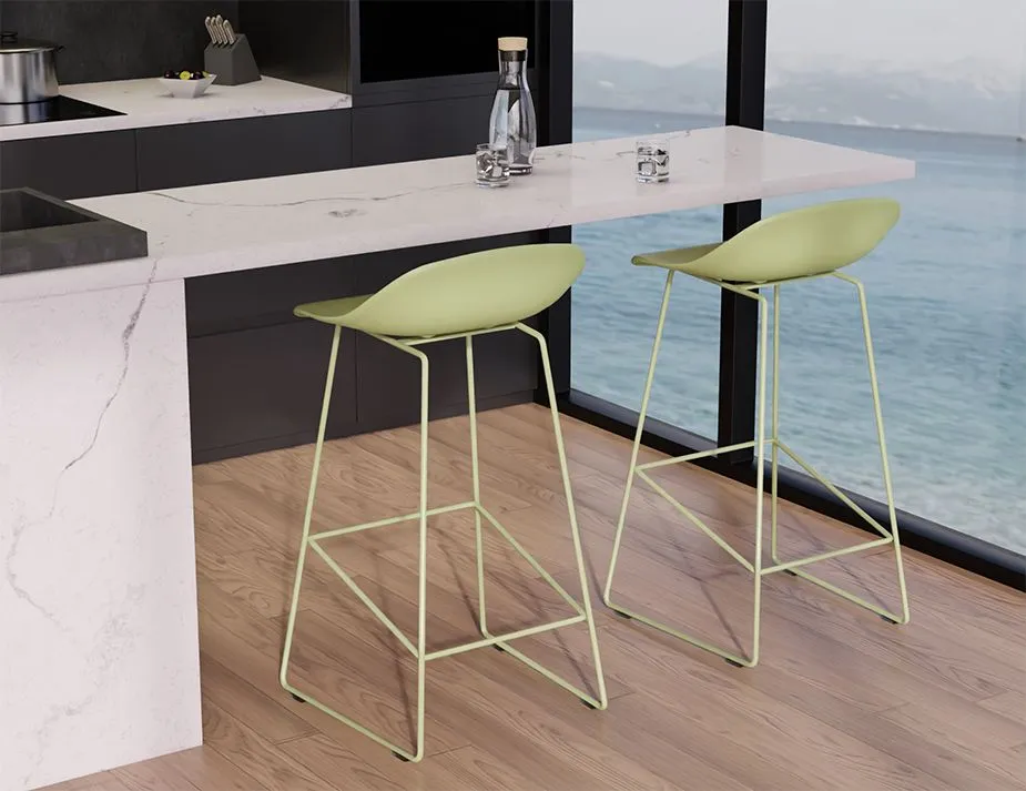 Pop Stool - Dusty Green Frame and Shell Seat - 75cm Commercial Bar Height