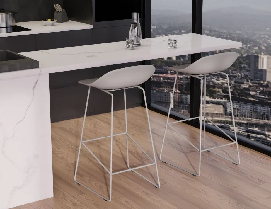 Pop Stool - Silver Grey Frame and Shell Seat - 75cm Commercial Bar Height