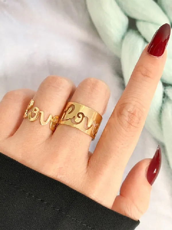 Punk Letter Shape Rings Accessories