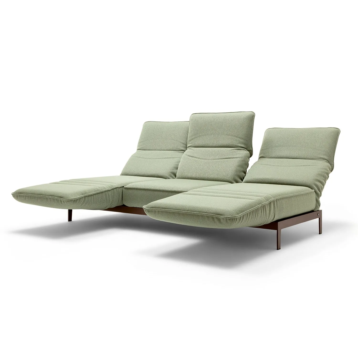 rolf benz | mera sofa | 3 seater leather | beige grey 38.732   marrone metallic frame