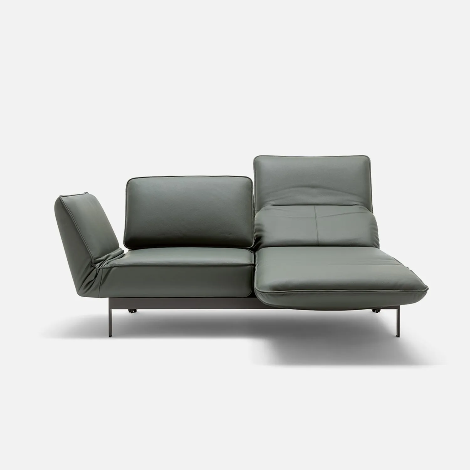 rolf benz | mera sofa | 3 seater leather | beige grey 38.732   marrone metallic frame