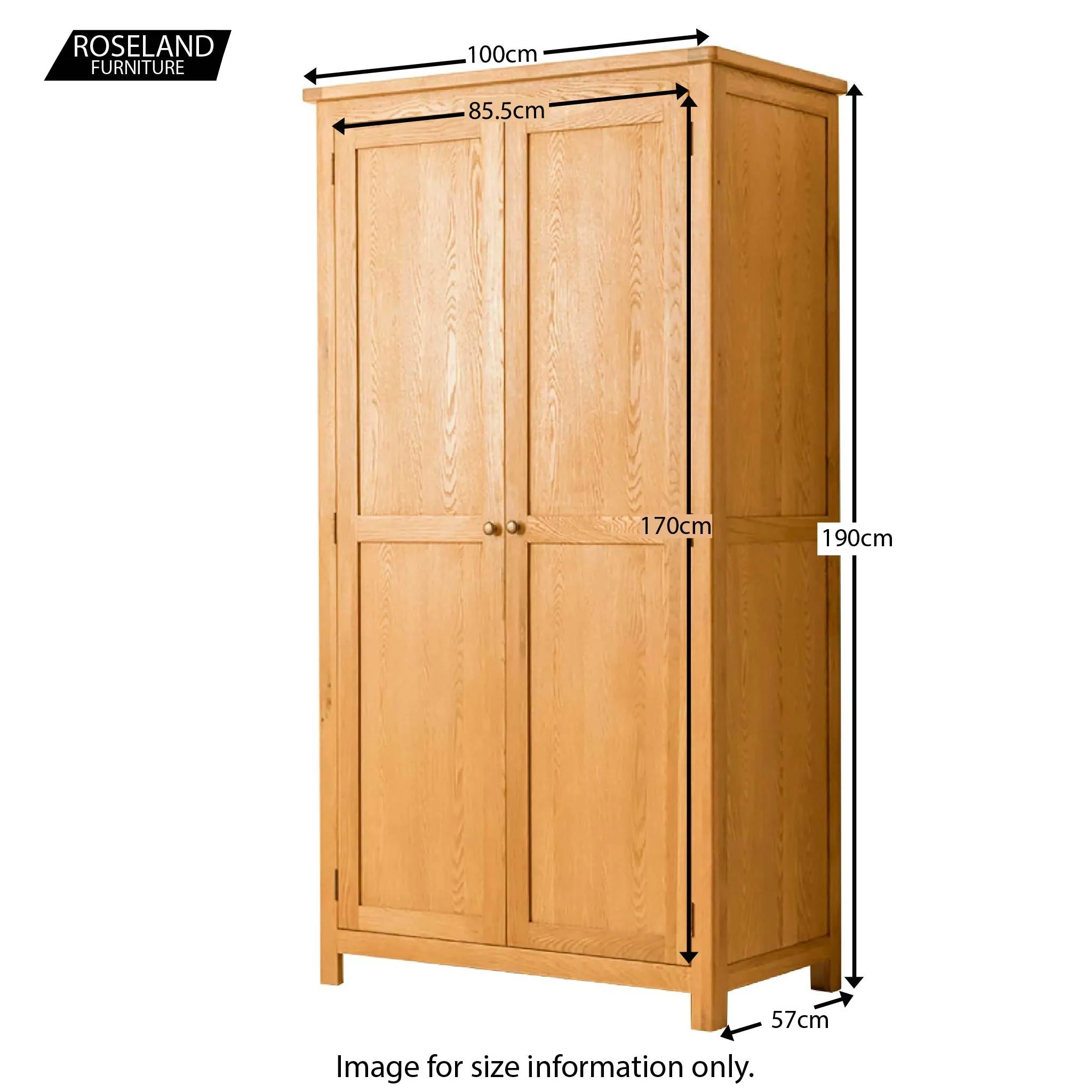 Roseland Oak Double Wardrobe - All Hanging