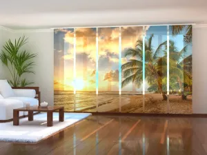 Set of 6 Sliding Panel Curtains Beautiful sunset on a Barbados