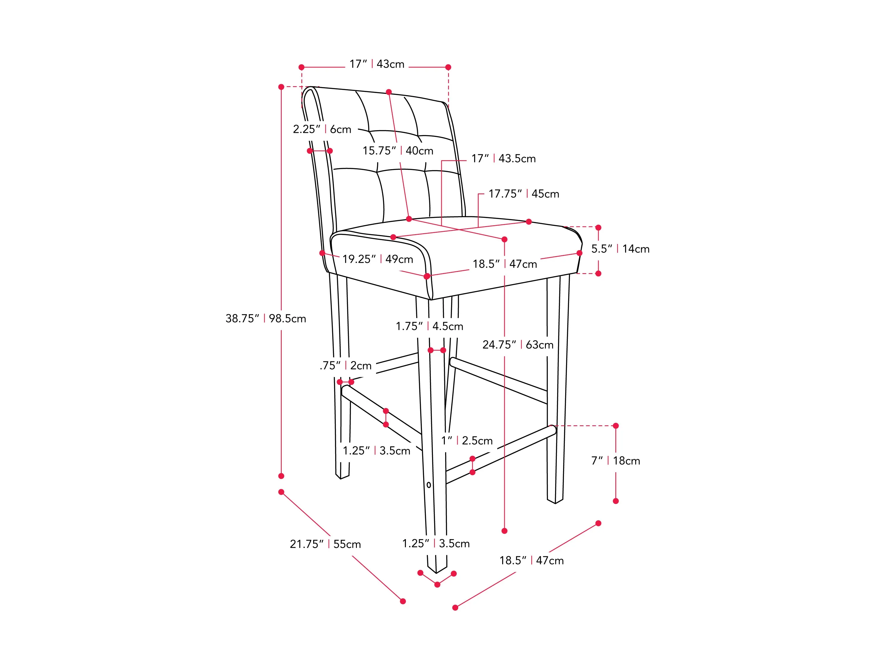 Silver Grey Fabric Counter Height Stool