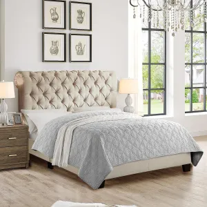 SIYARA DESIGN Upholstered Platform King Size Bed for Bedroom | Double Bed for Home (Warm Beige)