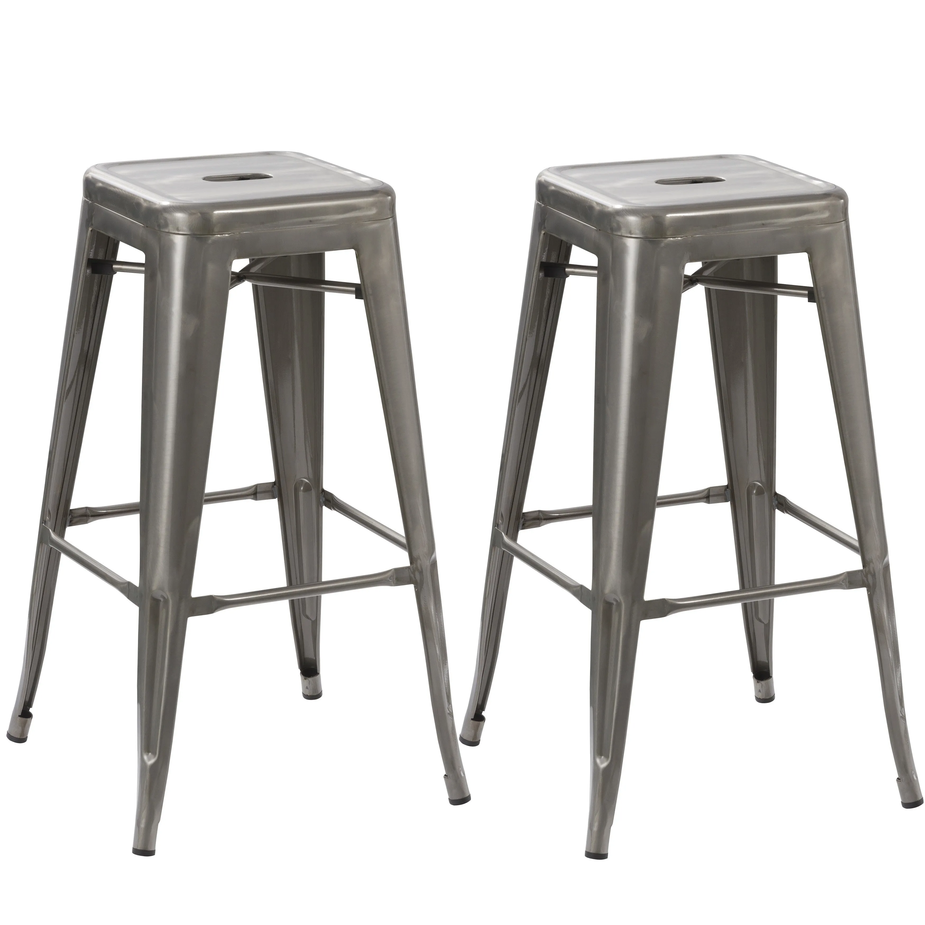 Steel Stackable Industrial Distressed Gunmetal Steel BarStool (set of 2)