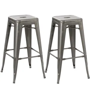 Steel Stackable Industrial Distressed Gunmetal Steel BarStool (set of 2)