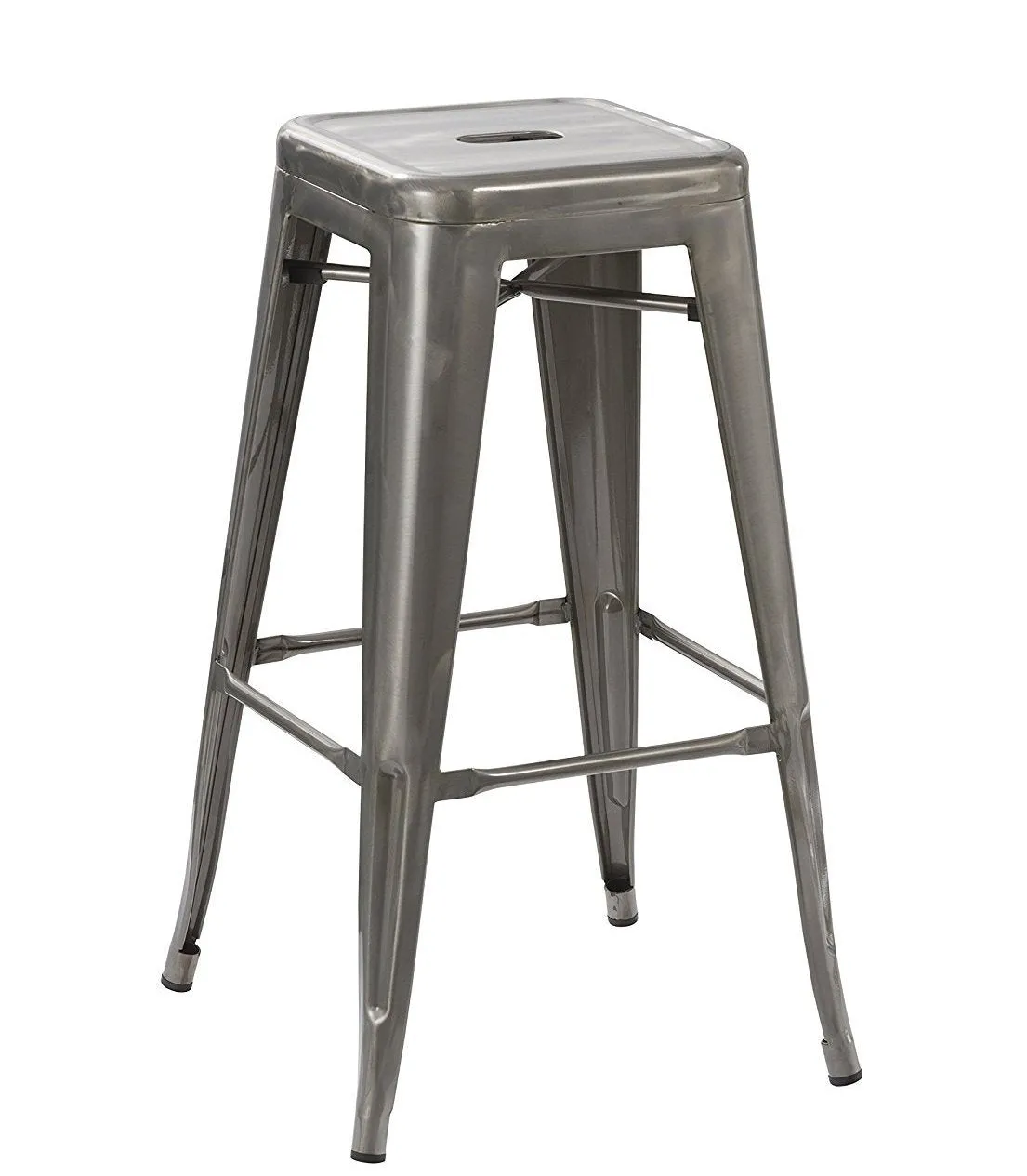 Steel Stackable Industrial Distressed Gunmetal Steel BarStool (set of 2)