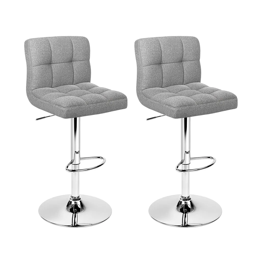 Two Bar Stools Leather Gas Lift Grey