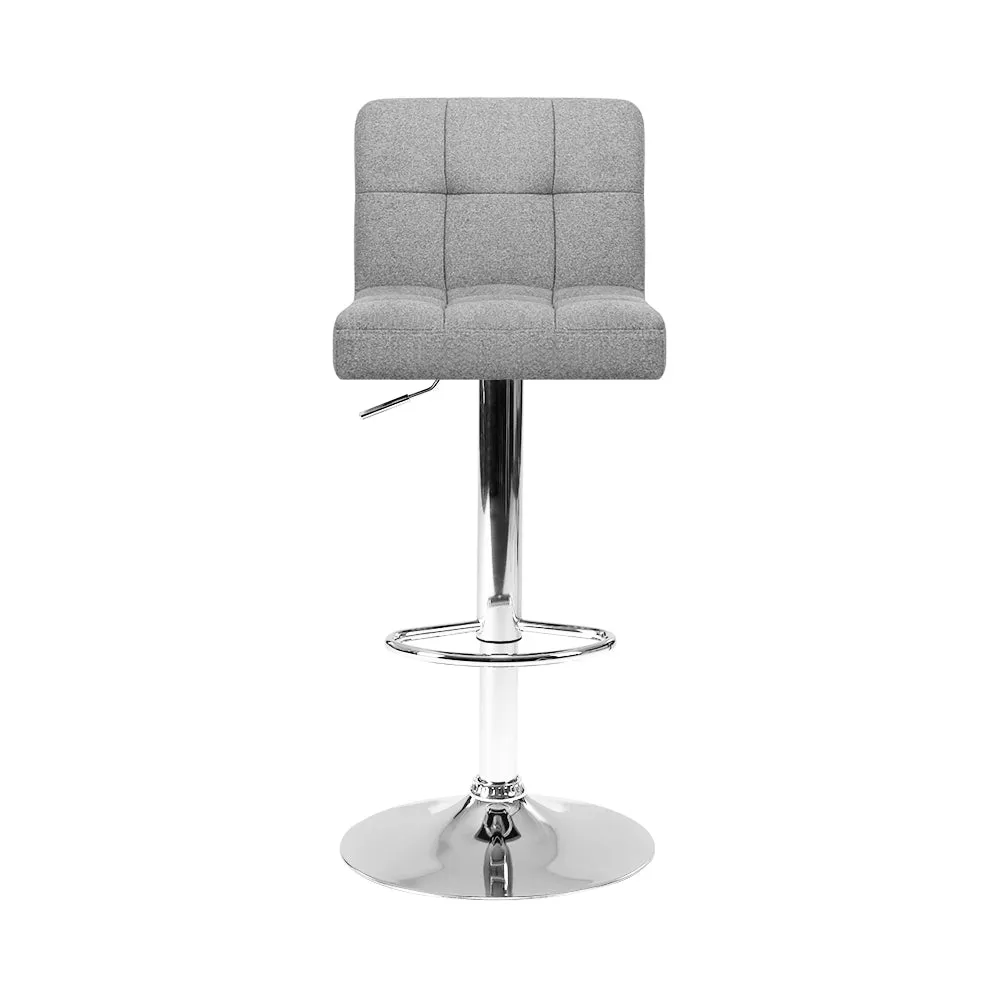 Two Bar Stools Leather Gas Lift Grey